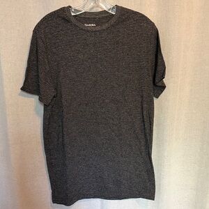 Goodfellow & Co Black Charcoal Heather Fine-Stripe Crew Tee